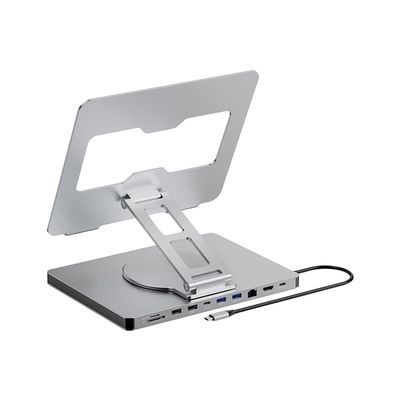 10 Port Laptop Dock and Stand with 100W Power and 360 Degree Rotation Holder for Office and Travel Use