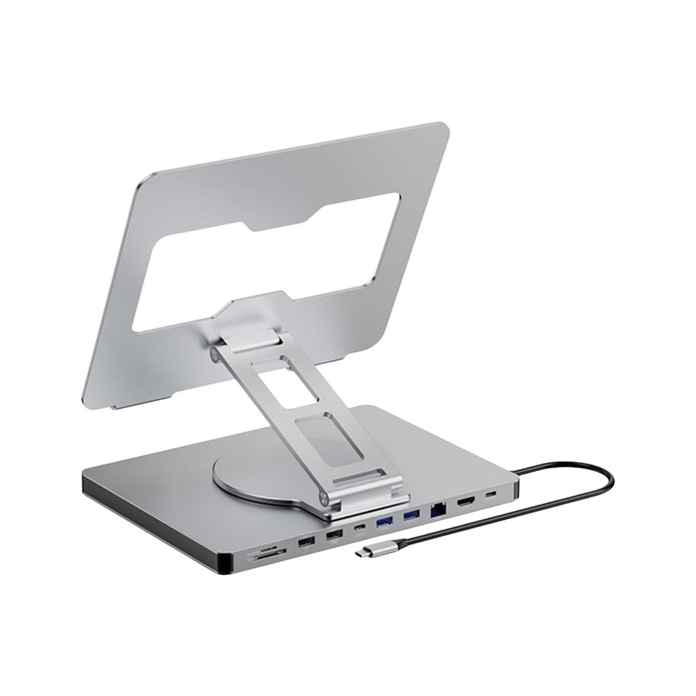 10 Port Laptop Dock and Stand with 100W Power and 360 Degree Rotation Holder for Office and Travel Use