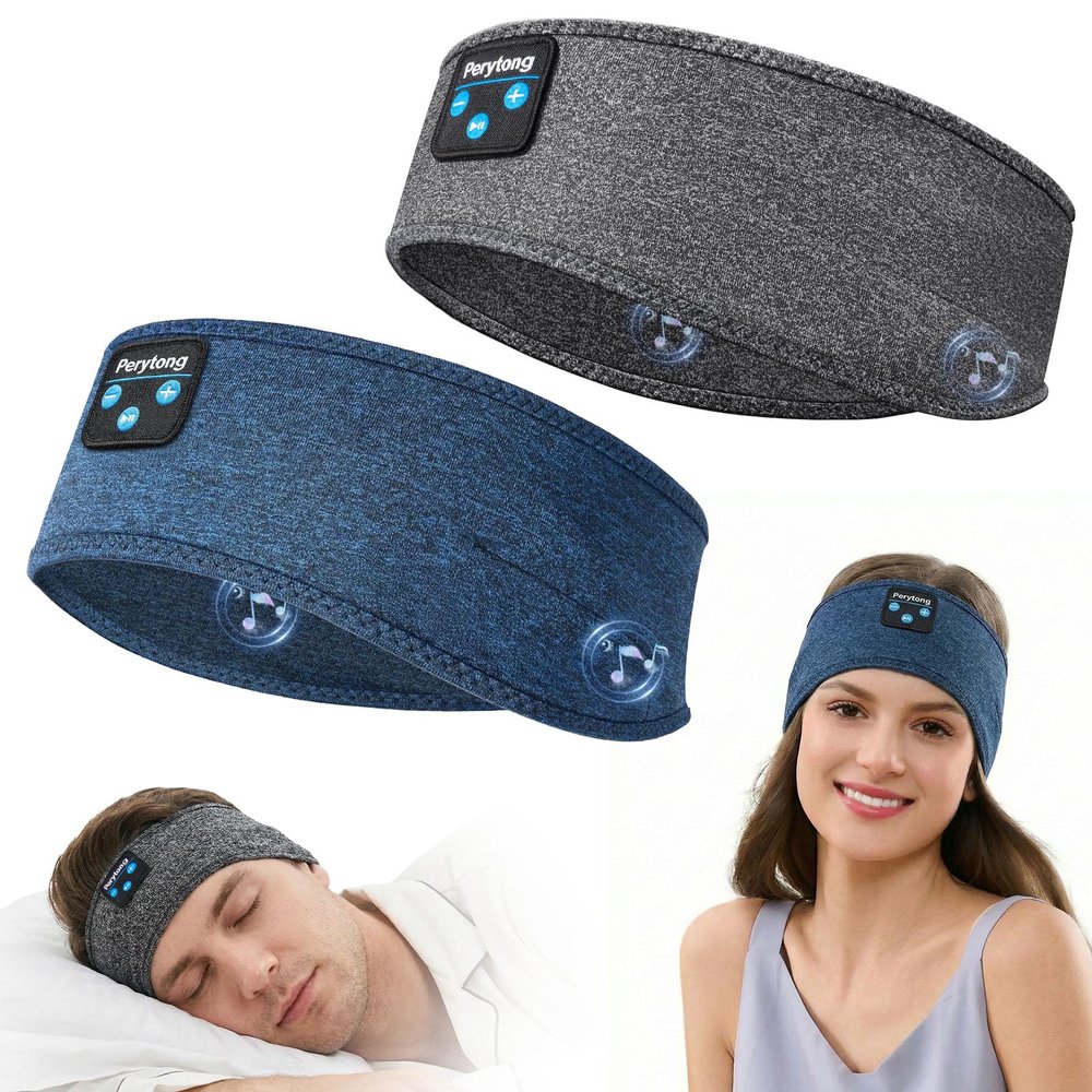 2 Pack Sleep Headphones Bluetooth 5.4 Headband, Wireless Sleeping Headband Headphones with Ultra-Thin Stereo Speaker for Side Sleepers, Sweat Resistant Sport Headband for Workout Yoga Running