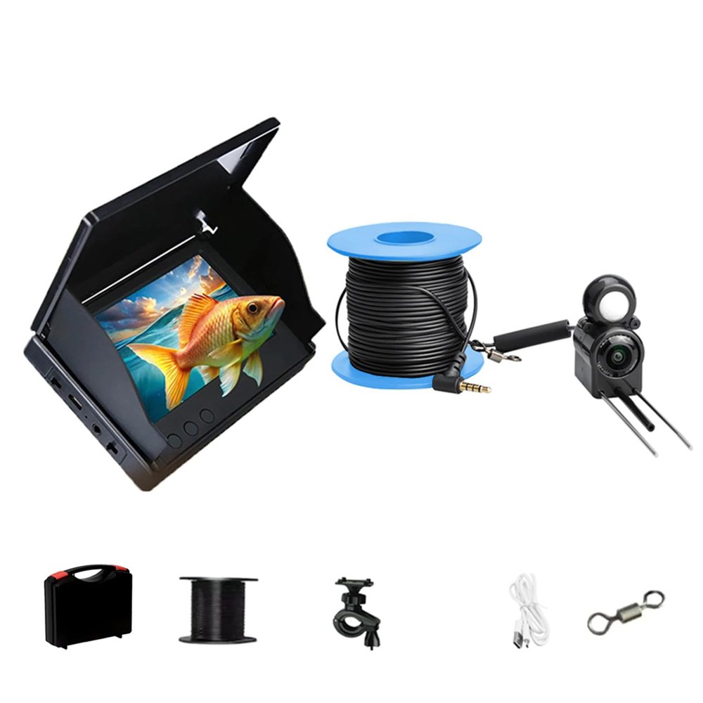Underwater Fish Device 220 Wide Angled IP68 Camera 8000mAh Batteries Ice Fishing Equipment for Boats Rivers Boats Fishing Camera with Mounting Brackets