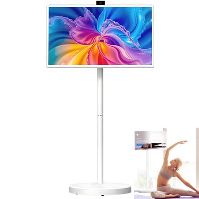 FgdVrelnor Full Hd Smart Portable Tv, Mobile Tv Tablet, 1080P, Multi-Angle Adjustment, with Wheels, 360 Rotation, Suitable for Meetings and Live Streaming. 21.5in8+128G