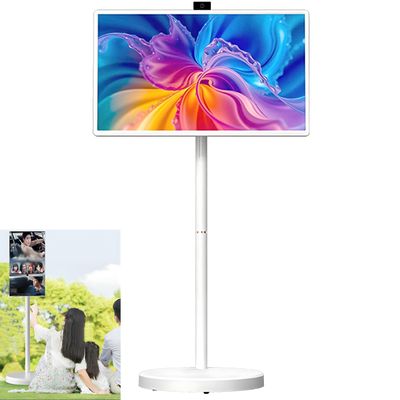 FgdVrelnor Portable Smart Tv, Full Hd Smart Portable Tv, 360 Rotation, 1080P, Multi-Angle Adjustment, with Wheels, Suitable for Meetings and Live Streaming 32in8+128G