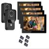 2-Wire Video Intercom Complete Set,WiFi Video Doorbell,1080P Camera 7 Inch Touch Monitor,WiFi Video Door Phone Kit for Home,Doorbell Camera,Video Speech (2 Black Bell+4 Black Monitor) view 1