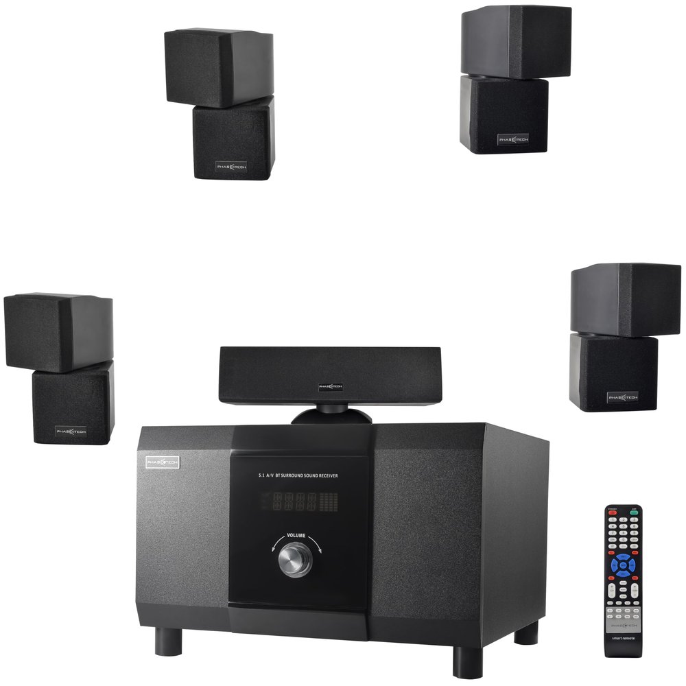 5.1 Channel Home Theater System with 10" Subwoofer, Bluetooth,5 Speakers, Remote, Radio, RCA- Perfect for Movies, Music, Karaoke