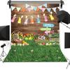 Easter Backdrops for Photography 8x10FT Spring Flower Egg Rabbit Green Grass Wooden Wall Background Kids Newborn Easter Party Decorations Portrait Photo Props view 2