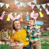 Easter Backdrops for Photography 8x10FT Spring Flower Egg Rabbit Green Grass Wooden Wall Background Kids Newborn Easter Party Decorations Portrait Photo Props view 4