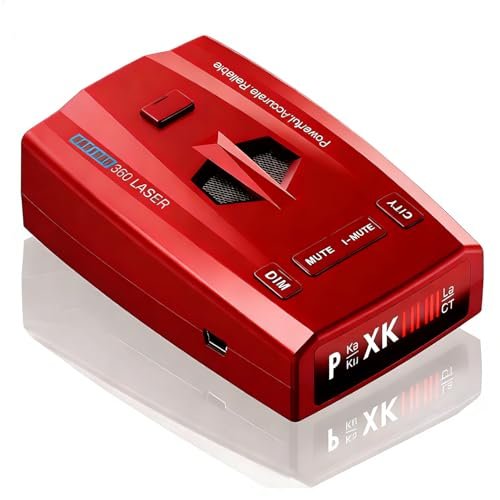 RAD1000 Laser/Radar Detector,Radar Detectors for Cars with Suction Cup Mount - X/K/Ka/KU/ST/CT Band & Laser Detection, Long Range Detection, Led Display, VG-2 Immune, Mute Memory, Multi-Mode Red