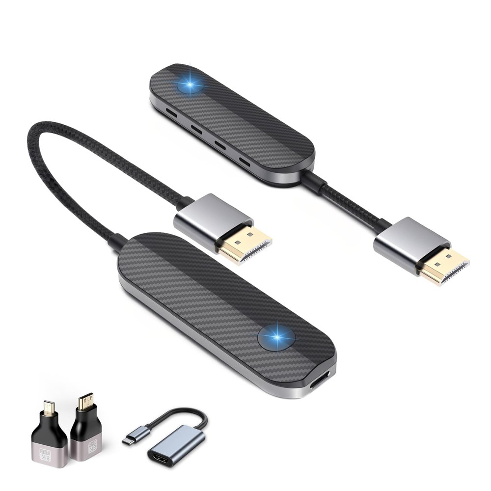 iShare Pro Kit All-in-One Wireless HDMI Transmitter and Receiver, Premium Carbon Fiber Design, 4K Decoding 1080P 60Hz, 328ft Long Range, Includes Adapters for Drones Cameras MacBook