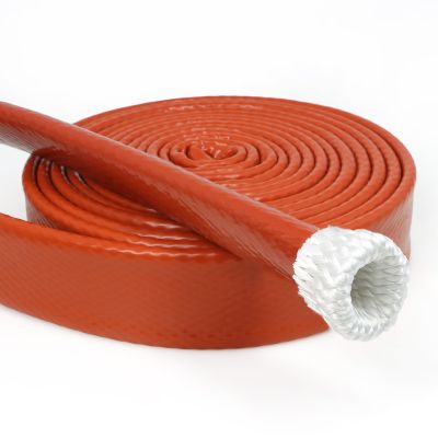 YOUBO High Temp Fire Sleeve, Fiberglass Braided Heat Shield for Automotive Fuel Line & Wiring Harness, Silicone Coated Fireproof Protection Tube (Red, 6mm(1/4")-9.9ft)