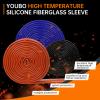YOUBO High Temp Fire Sleeve, Fiberglass Braided Heat Shield for Automotive Fuel Line & Wiring Harness, Silicone Coated Fireproof Protection Tube (Red, 6mm(1/4")-9.9ft) view 2
