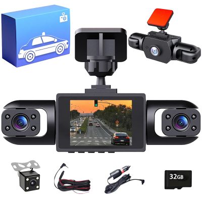 360Full View Car Dashcam System, 4 Channel Dash Cam 1080P Full HD Recording Front/Rear/Side, Loop Recording, Parking Mode, Mobile Viewing & Collision Detection (with 32G Memory Card)