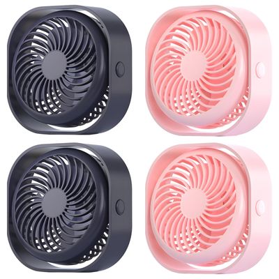 4 Pack Rechargeable Mini Usb Fans, Versatile Desk Fans For Home, Office & Dorm, Adjustable 3-Speed With Rotation