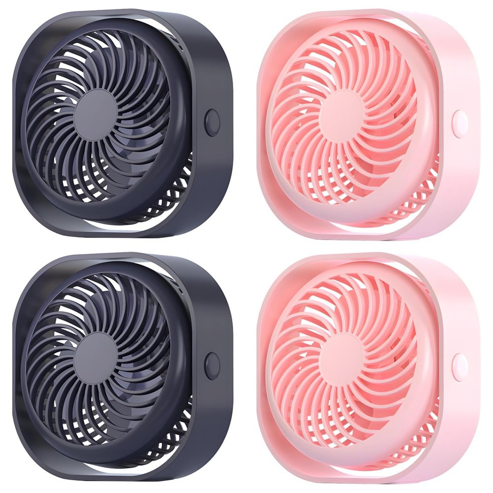 4 Pack Rechargeable Mini Usb Fans, Versatile Desk Fans For Home, Office & Dorm, Adjustable 3-Speed With Rotation