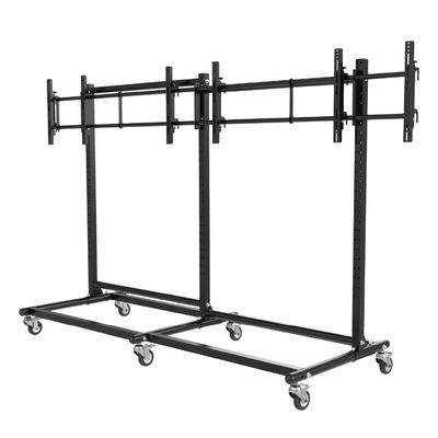 46-55" Mobile 3x1 Video Wall Mounting System with Wheels, Heavy Duty VESA 800x400 Triple Screen Bracket