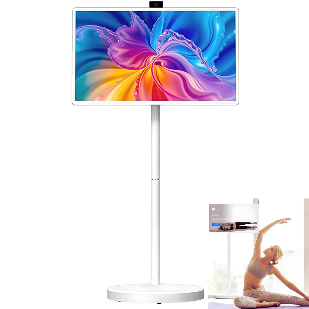 FgdVrelnor Full Hd Smart Portable Tv, Mobile Tv Tablet, 1080P, Multi-Angle Adjustment, with Wheels, 360 Rotation, Suitable for Meetings and Live Streaming. 32in8+128G