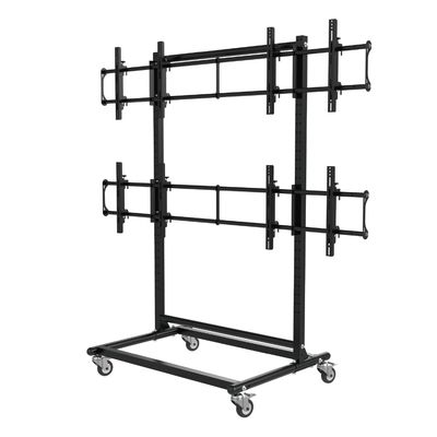 46-65" Mobile 2x2 Video Wall Mount System with Wheels, Heavy Duty VESA 800x400 Multi-Display Bracket