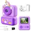 Kids Camera Instant Print, Instant Camera with 4 Roller Photo Paper & 32GB Card, 1080P Dual-Lens Digital Camera for Kids, Boys and Girls Toys Gifts for Teenage Girls Kids Toys for Ages 8-13 (Purple) view 1