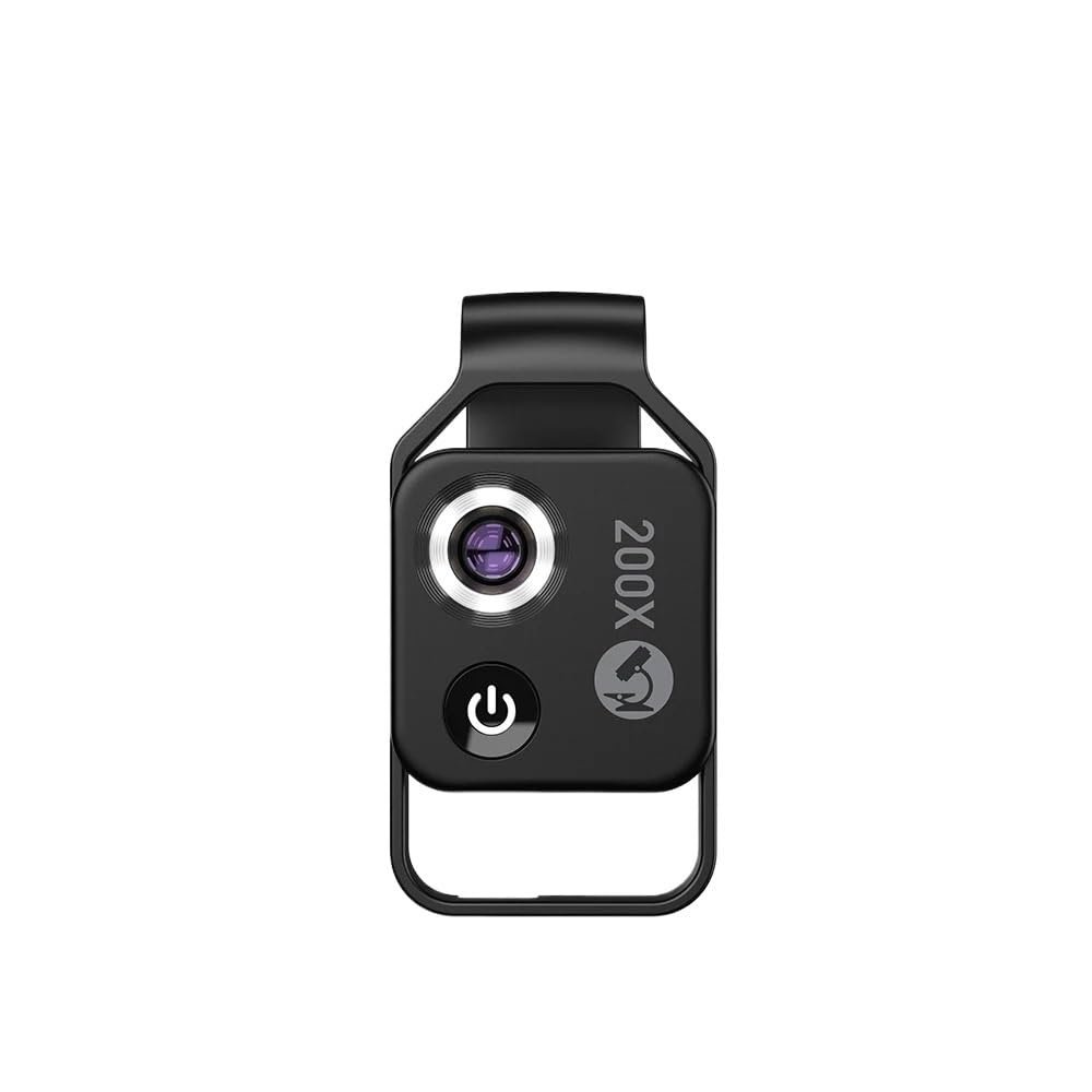 200x Magnification Microscope Lens with CPL Filter, Miniature Pocket Macro Lens, Compatible with All Smartphones.(Black Without CPL)