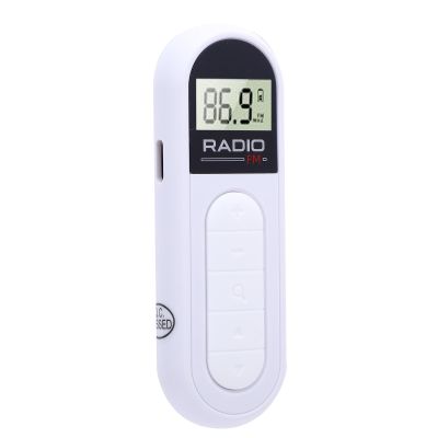 LAISANIM Portable FM with LCD Display, Clip On Design, Pocket Size Digital Tuning with Earphones USB Cable for Home, Outdoor, Travel, Emergency for Elderly and Parents (White)