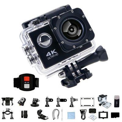 4K Action Camera, Waterproof WiFi Sports Camcorder, Ultra-Wide Lens Outdoor Adventure Gear for Diving Cycling Skiing (Black, 32G)
