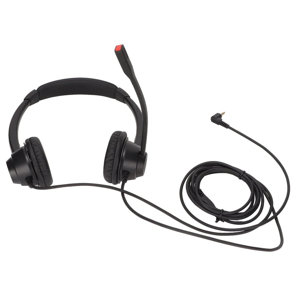 Hulex Supplies 2.5mm Office Headset, Dual Ear Telephone Headphone with Noise Cancelling Microphone, Binaural Customer Service Headphones for Phone Sales Hospitals Banks, Comfortable ABS Material
