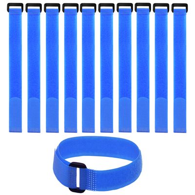 HUAHAITGCH 10 Pack (12 x 0.8 Inch) Reusable Fastening Cable Ties and Cable Straps Blue Color djustable Multi-Purpose Hook and Loop Straps Nylon Cable Ties Organizer Fastener Management Wire Straps