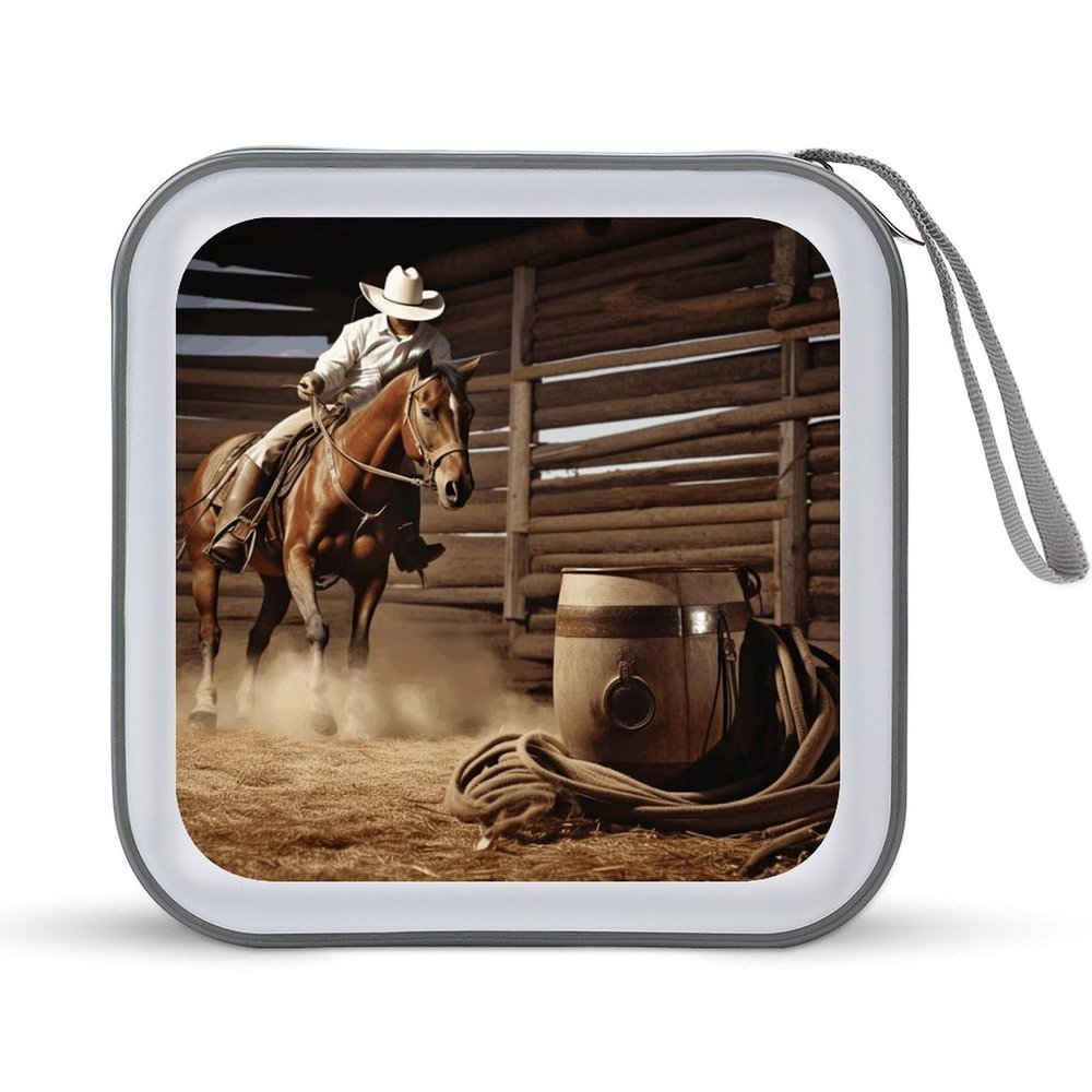 VstaDank American West Rodeo CD Case Binder for Travel Car DVD Storage Case DVD Storage Bag with Handles Cover CD Storage Binder for Blu-ray Movie Music Audio Disks 40 Disc Units
