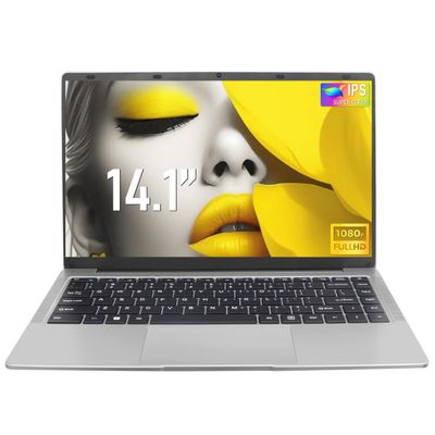 14" Ultra-Thin Laptop for Students & Business, CeleronJ4125, 8GB DDR4, 128GB-512GB SSD, FHD IPS Display, Backlit Keyboard, DC Power Port, Dual-Band Wi-Fi, Mouse Included - Silver (8GB RAM+512GB SSD)