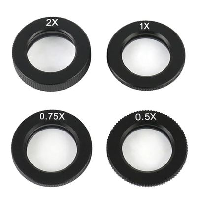 Lab Microscope Slides 0.5X 0.75X 1X 1.5X 2.0X Barlow Auxiliary Lens 180X 300X Zoom C-Mount Optical Lens Microscope Parts(4pcs)
