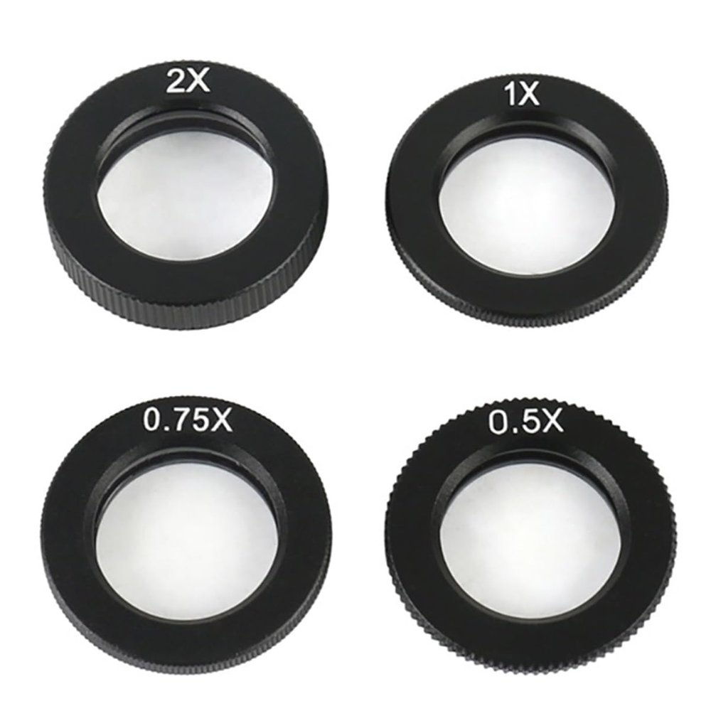Lab Microscope Slides 0.5X 0.75X 1X 1.5X 2.0X Barlow Auxiliary Lens 180X 300X Zoom C-Mount Optical Lens Microscope Parts(4pcs)