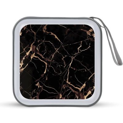 VstaDank Black Gold Marble CD Case Binder for Travel Car DVD Storage Case DVD Storage Bag with Handles Cover CD Storage Binder for Blu-ray Movie Music Audio Disks 40 Disc Units