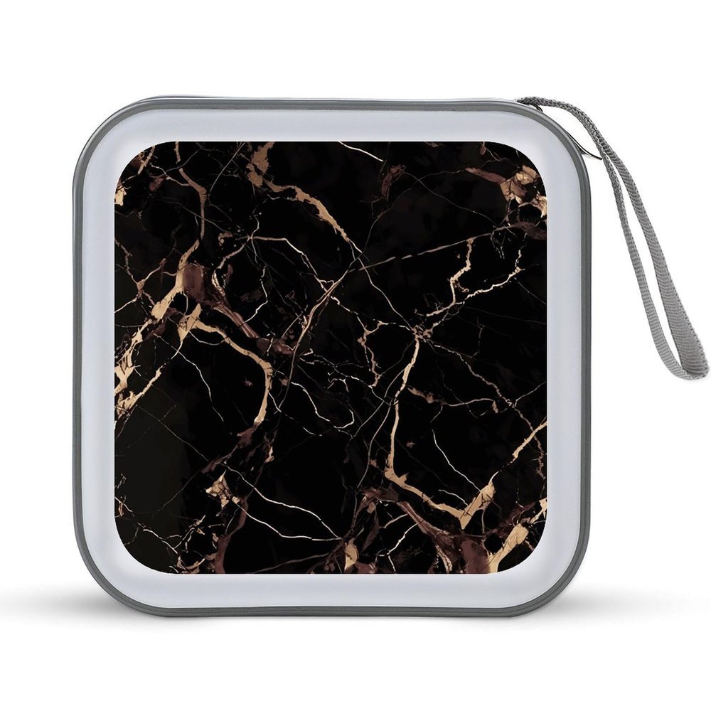 VstaDank Black Gold Marble CD Case Binder for Travel Car DVD Storage Case DVD Storage Bag with Handles Cover CD Storage Binder for Blu-ray Movie Music Audio Disks 40 Disc Units