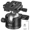 CAVIX Lever Tripod Ball Head, Low Gravity Metal Ball Head Camera Tripod Head 44lbs/20kg Load, Panoramic Ball Head, with 1/4" Arca Swiss Quick Release Plate for Tripod, Monopod, DSLR, Camera(H-46F). view 1