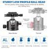 CAVIX Lever Tripod Ball Head, Low Gravity Metal Ball Head Camera Tripod Head 44lbs/20kg Load, Panoramic Ball Head, with 1/4" Arca Swiss Quick Release Plate for Tripod, Monopod, DSLR, Camera(H-46F). view 3