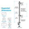AVLT 38" Vertical Ultrawide Monitor Mount Gray Two Stacked 26.5 lbs Screens on Heavy-Duty Pole Save Workspace with Fine-Tune Height Tilt Swivel Rotate Adjustment C-clamp and Grommet Mounting Stand view 2