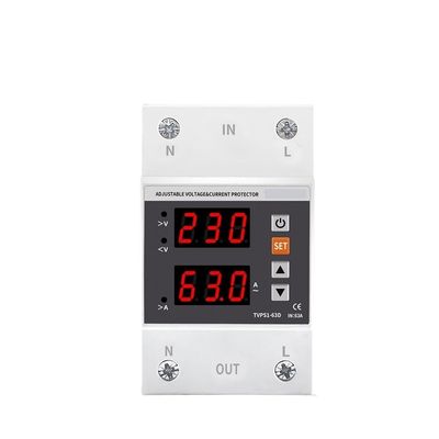 63A Din Rail 230V Adjustable Over and Under Voltage Protective Device Protector Relay Monitor Current Limit Surge Protect 3P 54m