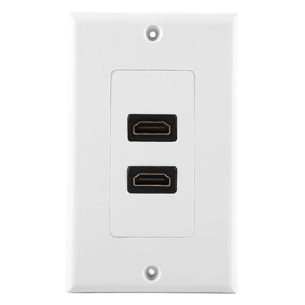 Zyyini Dual Port HDMI Wall Plate, Dual Port Gold Plated HDMI with Ethernet Wall Plate Face Cover for Home Theater DVD TV