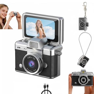 2026 New Mini Digital Camera with 1.47 in LCD Screen 1080p,Flip Screen MiniCamera with Built-in Flash & Flip Display,Retro Ccd Digital Camera with Lanyard,Portable KeychainCamera for Travel Daily Use