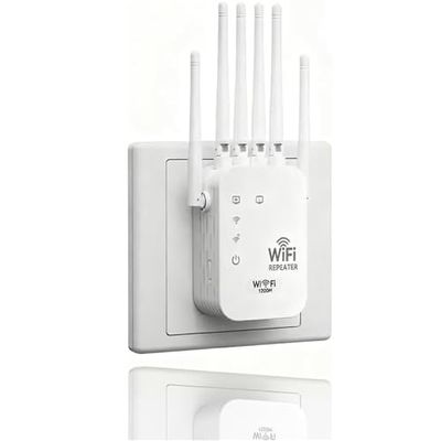 Outdoor WiFi Extender with 6 Antennas, Long Range Wireless Booster & Amplifier, Ethernet Port for PC, 2-Pack, Enhanced Network Coverage & Signal Strength