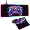 Sbarklo XL Led Gaming Mouse Pad with 14 Light Modes - Light Up Gamer Mouse Pad,31.5 x 11.8in Non-Slip Gamepad Style RGB Large Gamer Mousepad,Black Long Glowing Gaming Accessories for Desk,Waterproof view 1