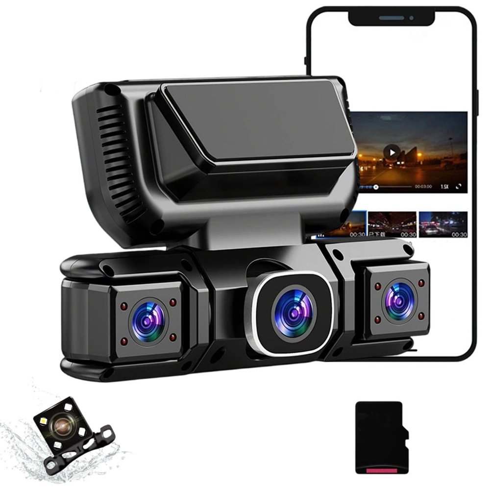 360 Car DVR WiFi 4 Channels Dash Cam Video Recorder, 1080P Full View Car Dashcam System with 64GB Sd Card, Loop Recording Night Vision, Plug-in Power for Taxi, Fleet and Family Vehicles (4 Lenses B)
