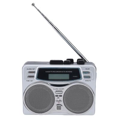 Dpofirs Cassette Tape Player AM FM Radio Recorder, Portable Player with Speaker & Headphone Jack & Digital Clock Timer, Built in Microphone