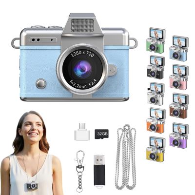2026 New Mini Digital Camera with 1.47 in LCD Screen, 1080P Mini Flip Camera, Pocket-Size Retro CCD, Portable Keychain Camera for Travel & Daily Use (Blue)