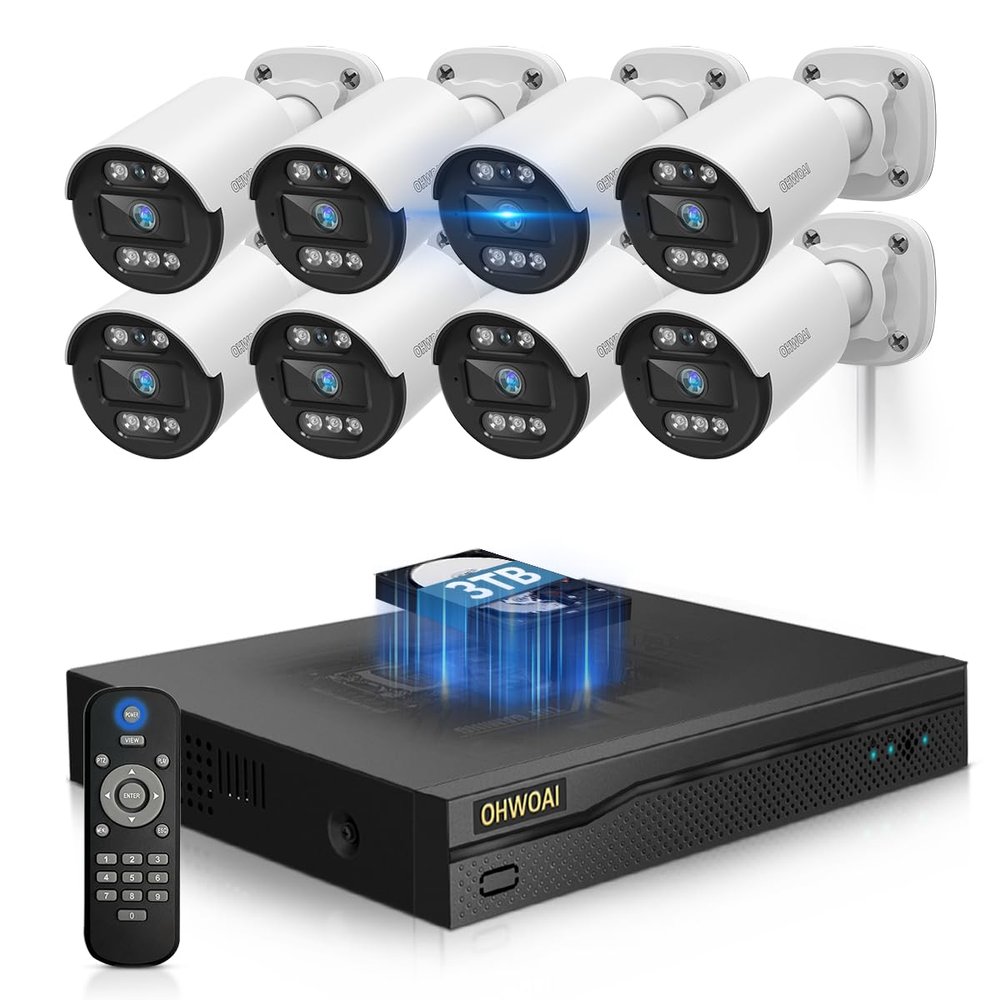 80ft IR Night Vision & 5MP Super HDWired Security Camera System Outdoor, 5MP CCTV Cameras Systems with AI Motion Detection, Home Video Surveillance DVR Kits