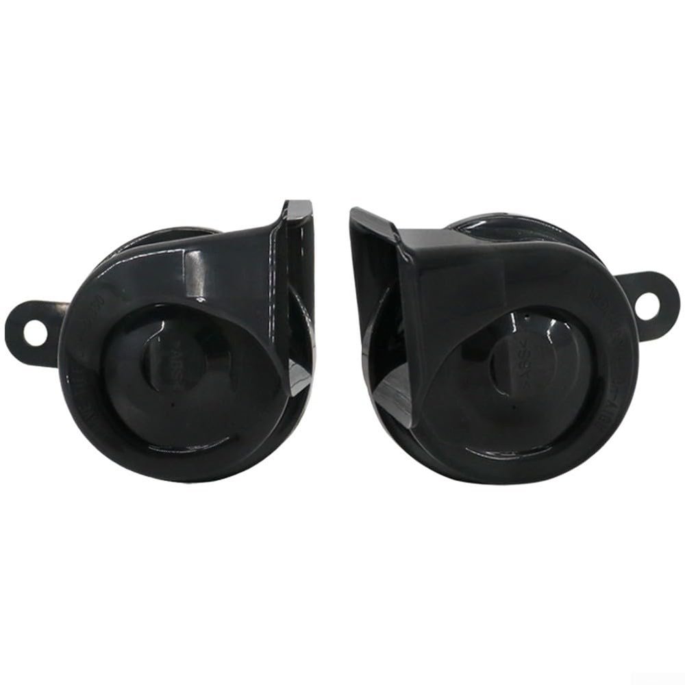 FABULETTA 2 PCS Car Air Power Snall Speaker, 105-118dB High/Low Frequency Electric Snall Speaker Waterproof Metal Design for Most Vehicles, Black