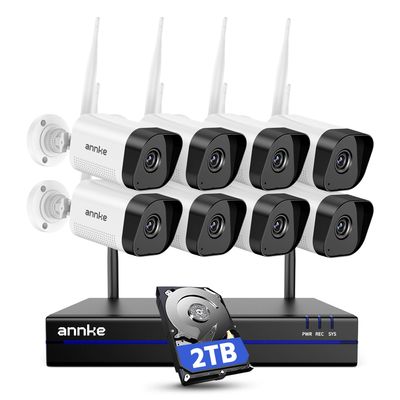 ANNKE 16CH 4K Wireless Security Camera System, Expandable 4K NVR with 8 X 8MP Outdoor Cameras, 2TB HDD, Dual-Band WiFi, Two-Way Talk, Human Detected, 24/7 Recording, IP66 Weatherproof