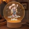 callie moment Personalized Night Light with Name, Custom Acrylic Lamp on Beech Base, Room Decor Night Lamp, Birthday Gifts for Kids (Cute Cowgirl) view 1