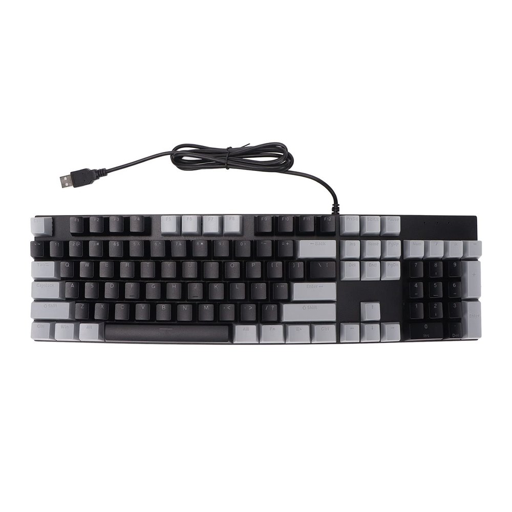 104 Key Mechanical Gaming Keyboard with Blue Switch, RGB Backlit USB Wired Keyboard, Durable ABS Aluminum Alloy Frame for PC Laptop, Ergonomic Design with 20 Lighting Modes for Win (Gray Black)