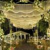 100m Total Ceiling Drapes with Lights for Weddings, 10 Panels Luminous Ceiling Veil, Sheer Tulle Backdrop Photo Background Drapes for Wedding Ceremony Birthday Party Arch Decoration 40cmH-Yellow view 2