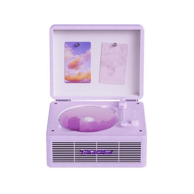 WhatPlus CD Player with Bluetooth Speaker, High-Fidelity Sound, App-Controlled, Magnetic Display for Photos & Pins, Retro Desktop Music Player, Gift for Music Lovers (Light Purple)